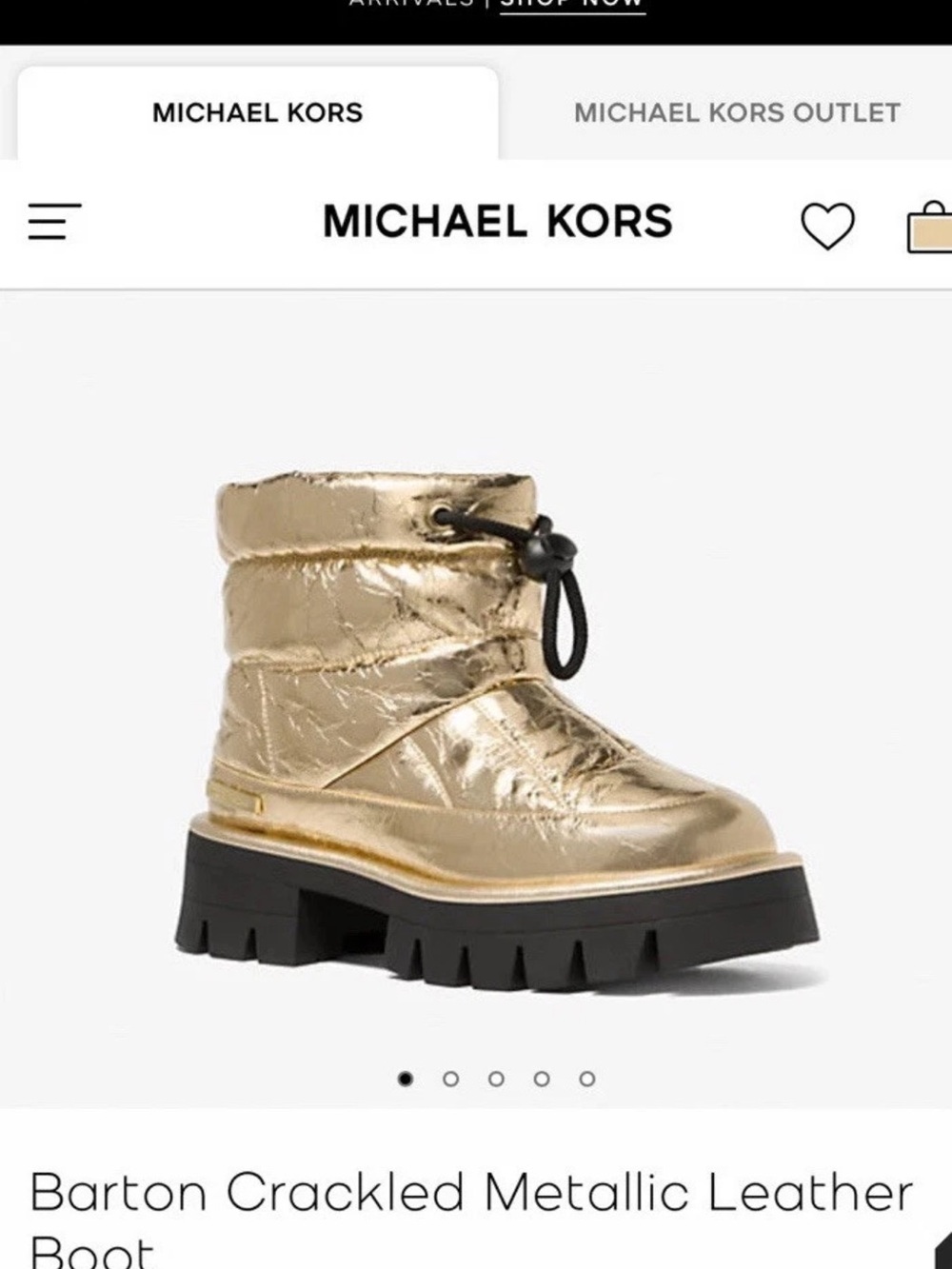 Michael Kors Metallic Gold Crackled Leather Lug Boot